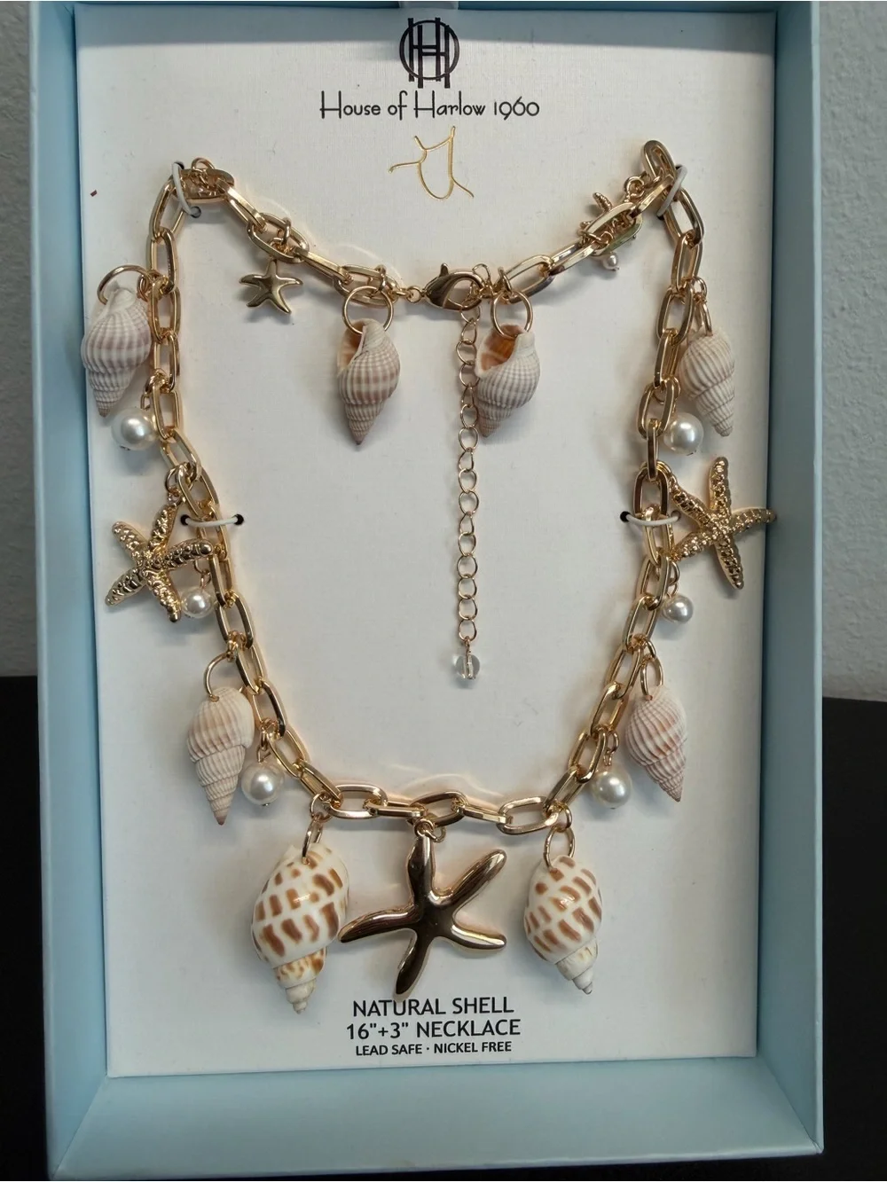 House Of Harlow 1960 | Coastal Natural Shell Starfish Pearl Statement Necklace ✨